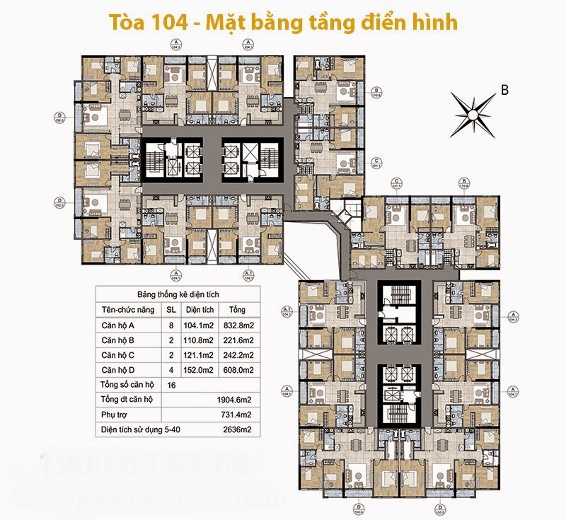 mặt bằng tòa 104 goldmark city